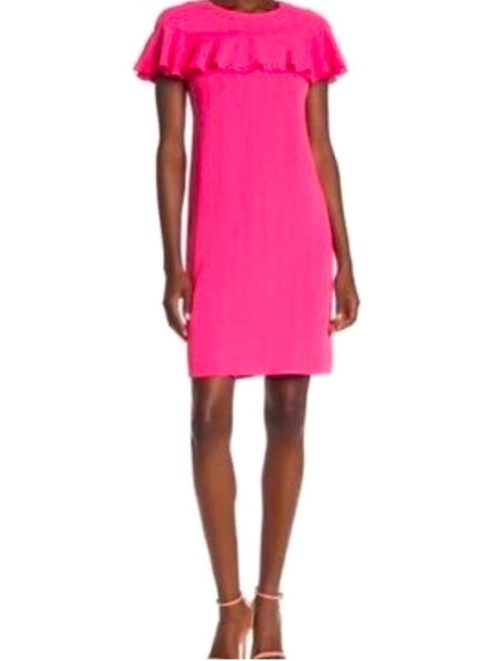 Trina Turk sz 14 Charleston ruffled midi dress in vibrant pink NWT